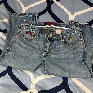 Baby Phat Blue Cropped Jeans with Distressed Details